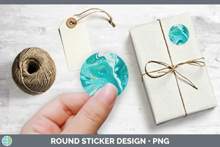 Paint Pour Blue 2 Stickers | Round Labels Designs