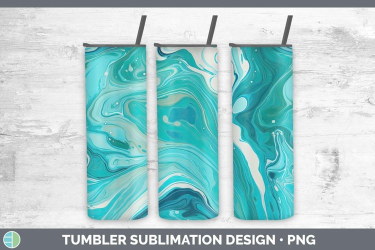 Paint Pour Blue 2 Tumbler Sublimation 20 oz Skinny Tumbler D