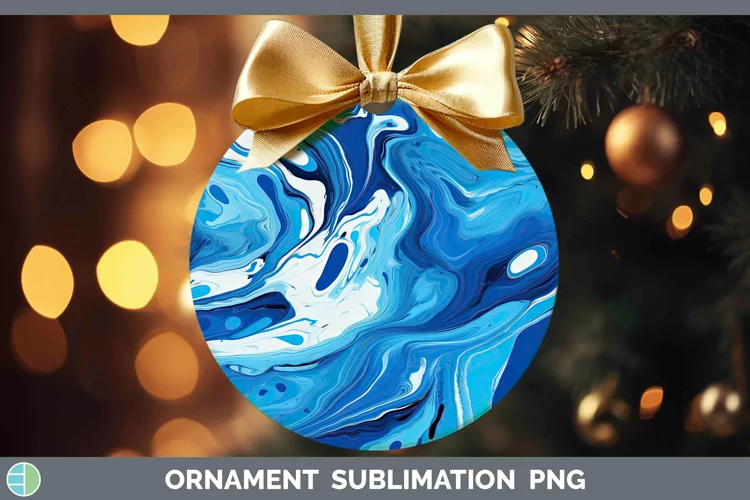 Paint Pour Blue Ornament Sublimation Bauble Designs
