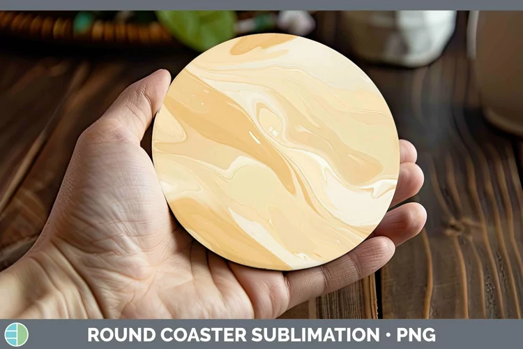 Paint Pour Brown Round Coaster Sublimation Coaster Designs