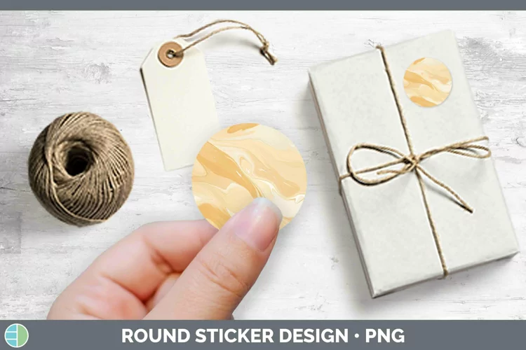Paint Pour Brown Stickers | Round Labels Designs