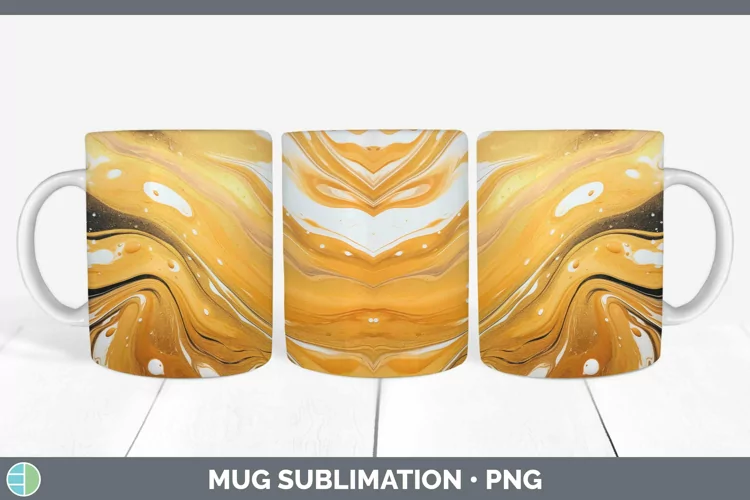Paint Pour Gold Mug Wrap Sublimation Coffee Cup Designs