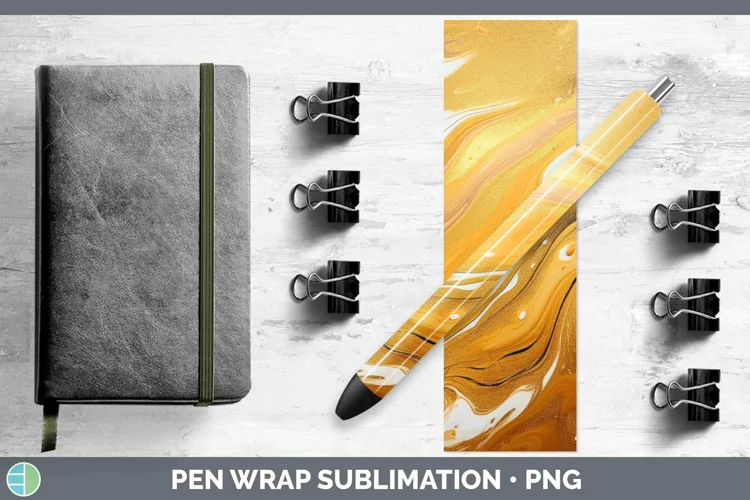 Paint Pour Gold Pen Wrap Sublimation Epoxy Pen Designs
