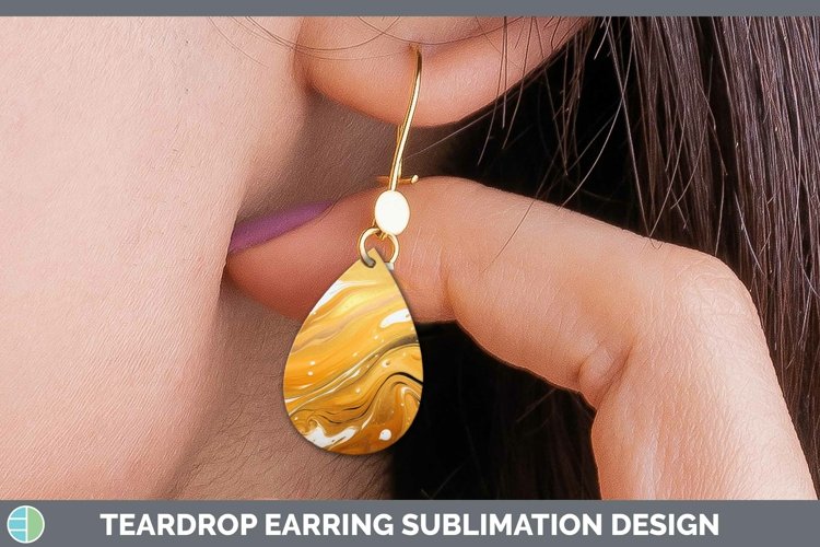 Paint Pour Gold Teardrop Earrings Sublimation Earrings Desig