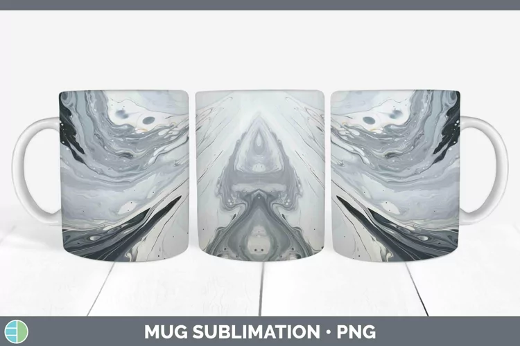 Paint Pour Gray Mug Wrap Sublimation Coffee Cup Designs
