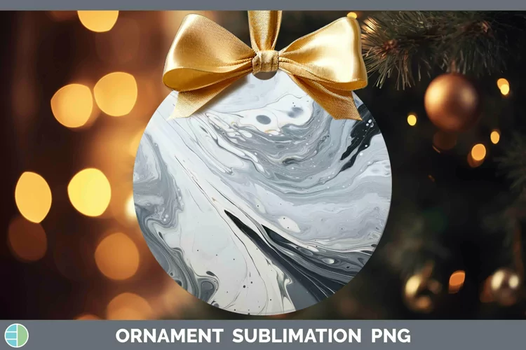 Paint Pour Gray Ornament Sublimation Bauble Designs
