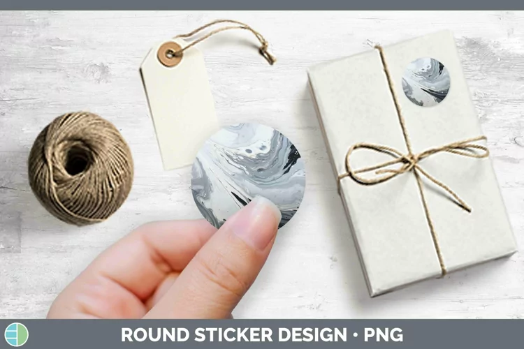Paint Pour Gray Stickers | Round Labels Designs