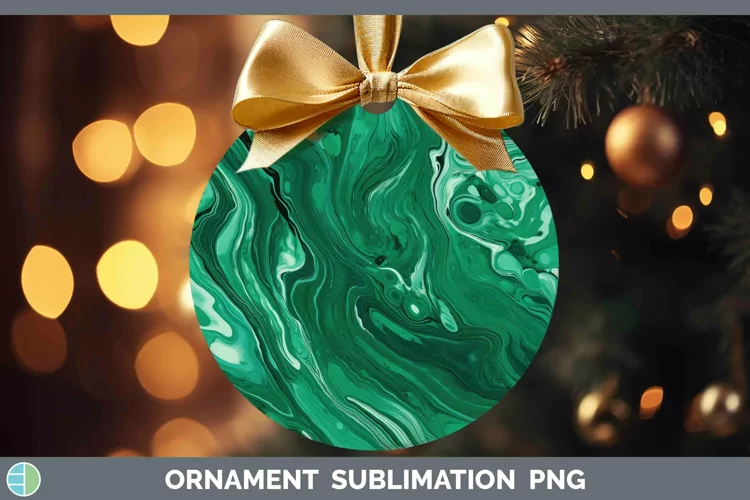 Paint Pour Green 2 Ornament Sublimation Bauble Designs