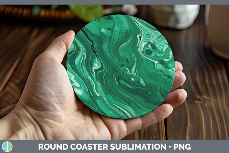 Paint Pour Green 2 Round Coaster Sublimation Coaster Designs