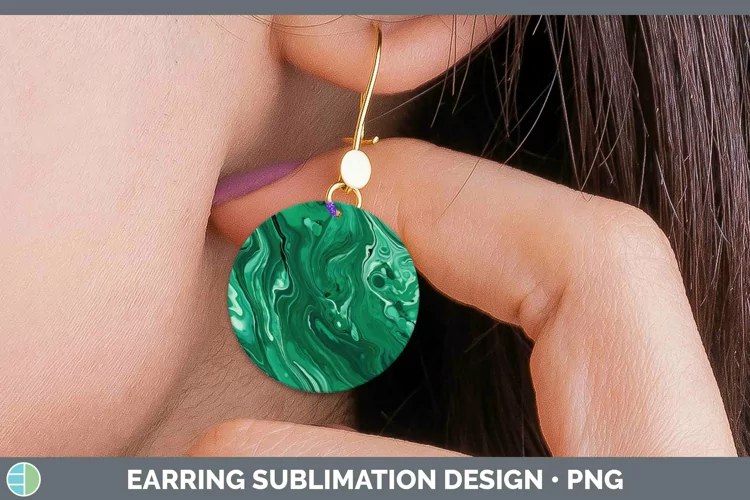 Paint Pour Green 2 Round Earrings Sublimation Earrings Desig