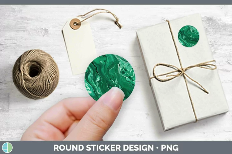 Paint Pour Green 2 Stickers | Round Labels Designs