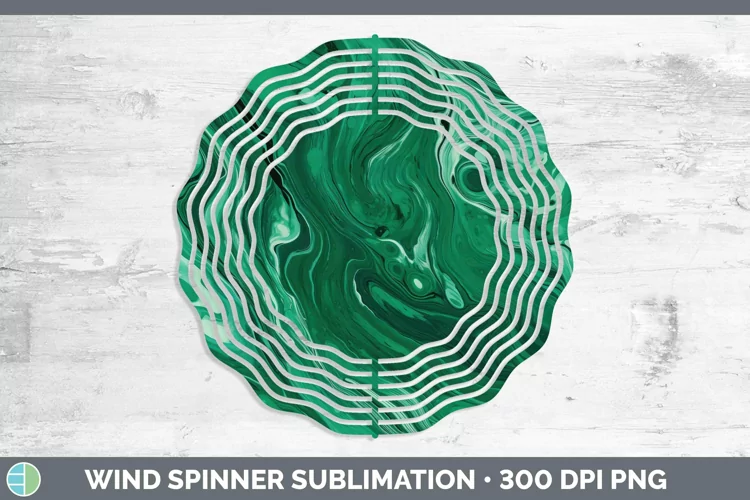 Paint Pour Green 2 Wind Spinner Sublimation Spinner Designs