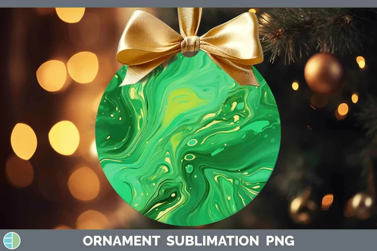 Paint Pour Green Ornament Sublimation Bauble Designs