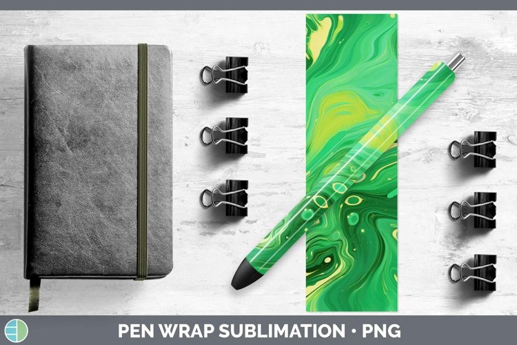 Paint Pour Green Pen Wrap Sublimation Epoxy Pen Designs