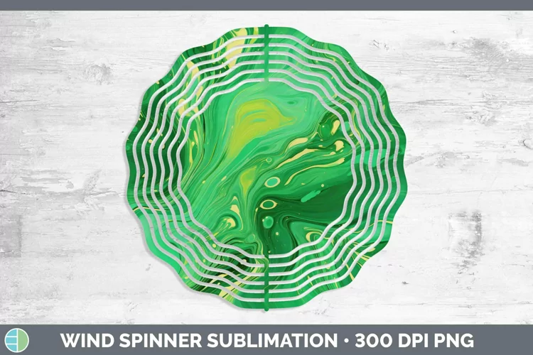 Paint Pour Green Wind Spinner Sublimation Spinner Designs