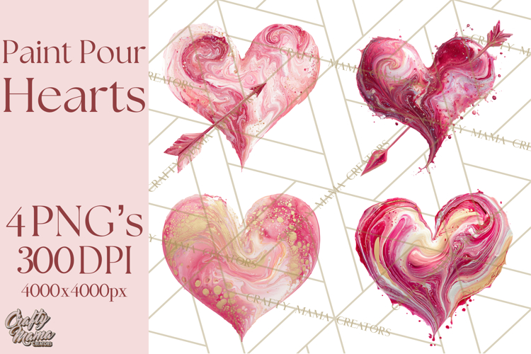 Valentine Clipart Heart Clip Art PNG Romantic Painted Hearts