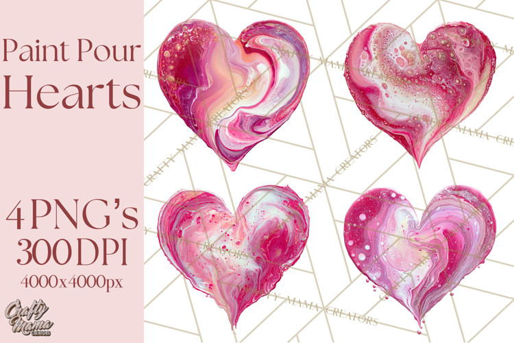 Valentine Clipart Heart Clip Art PNG Romantic Painted Hearts