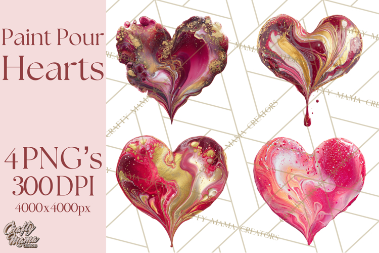 Valentine Clipart Heart Clip Art PNG Romantic Painted Hearts