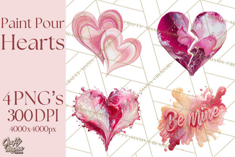 Valentine Clipart Heart Clip Art PNG Romantic Painted Hearts