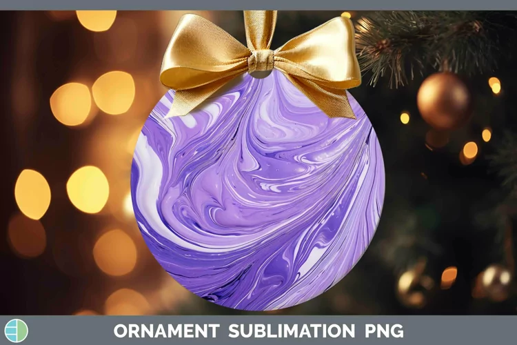 Paint Pour Lavender Ornament Sublimation Bauble Designs