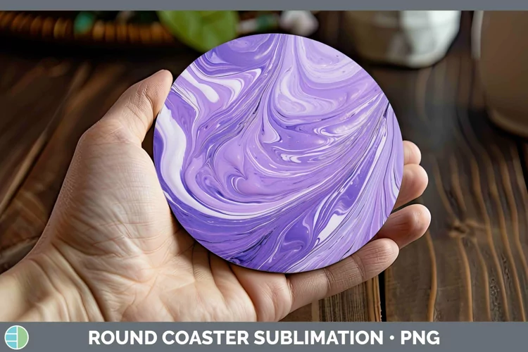 Paint Pour Lavender Round Coaster Sublimation Coaster Design