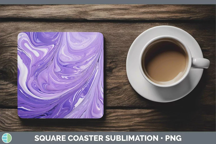 Paint Pour Lavender Square Coaster Sublimation Coaster Desig