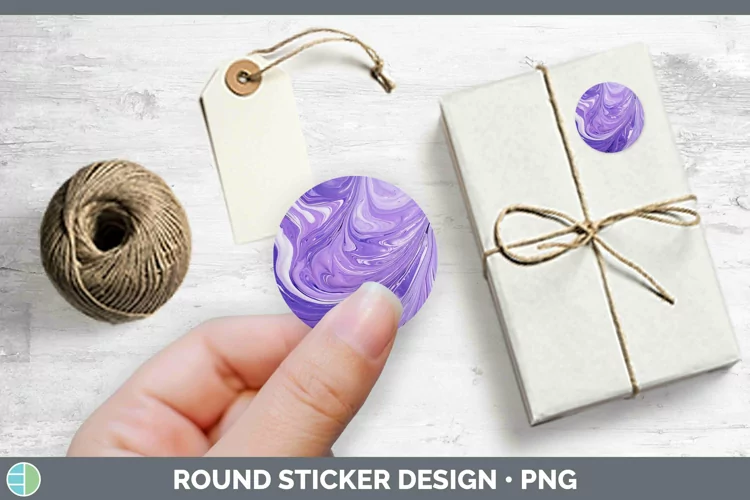 Paint Pour Lavender Stickers | Round Labels Designs