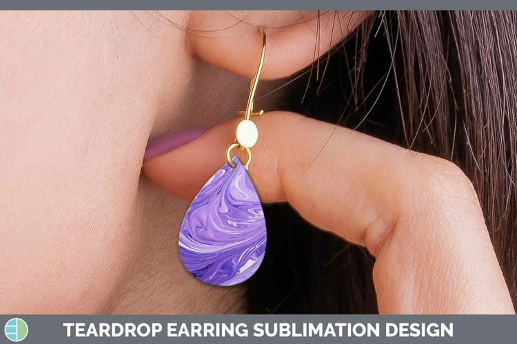 Paint Pour Lavender Teardrop Earrings Sublimation Earrings D