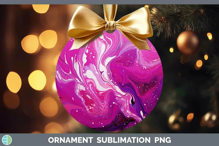 Paint Pour Magenta Ornament Sublimation Bauble Designs