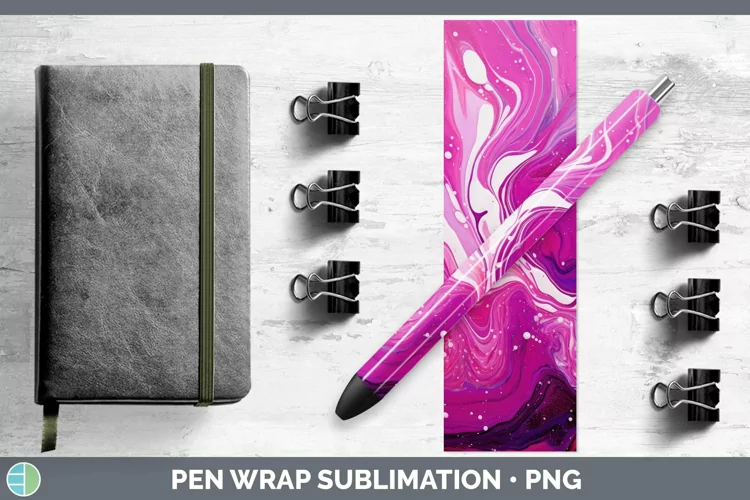 Paint Pour Magenta Pen Wrap Sublimation Epoxy Pen Designs