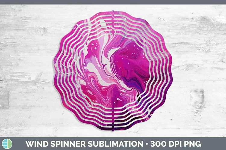 Paint Pour Magenta Wind Spinner Sublimation Spinner Designs