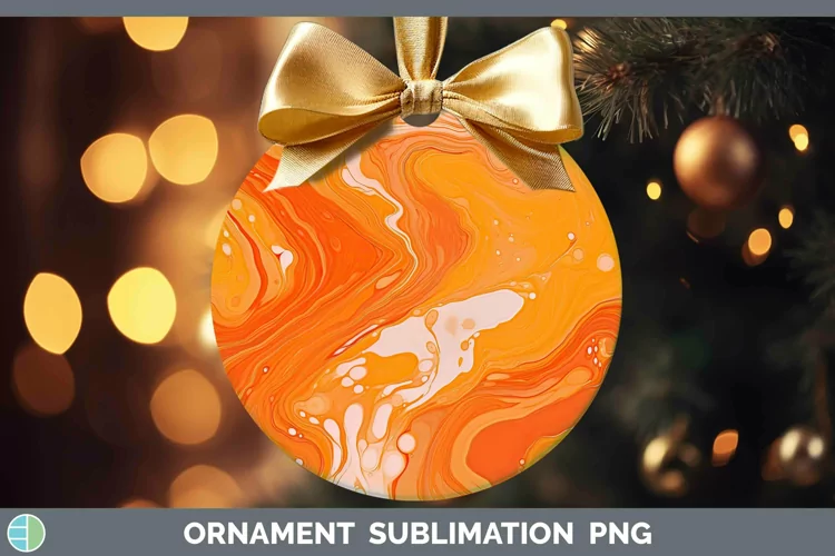 Paint Pour Orange Ornament Sublimation Bauble Designs
