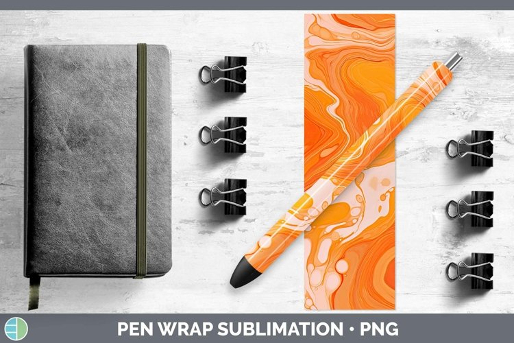 Paint Pour Orange Pen Wrap Sublimation Epoxy Pen Designs