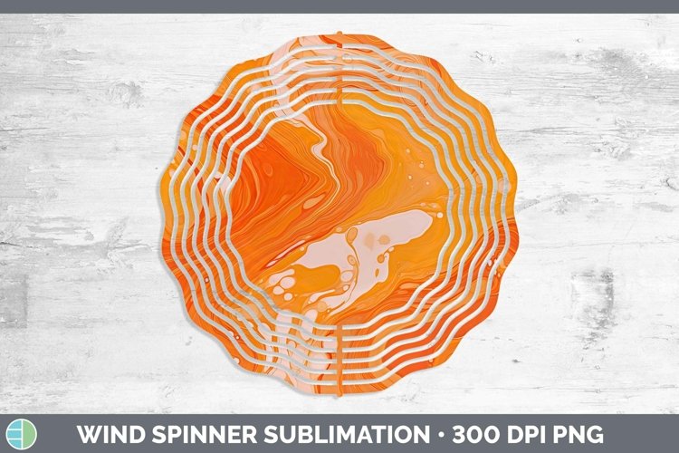 Paint Pour Orange Wind Spinner Sublimation Spinner Designs