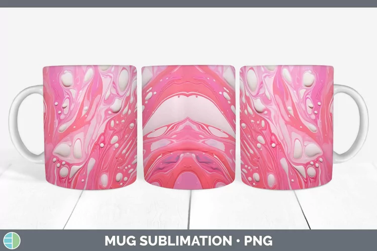 Paint Pour Pink Mug Wrap Sublimation Coffee Cup Designs