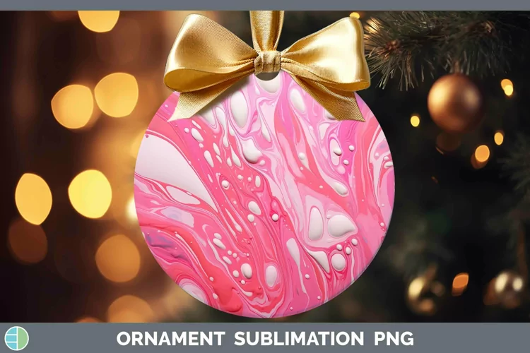 Paint Pour Pink Ornament Sublimation Bauble Designs