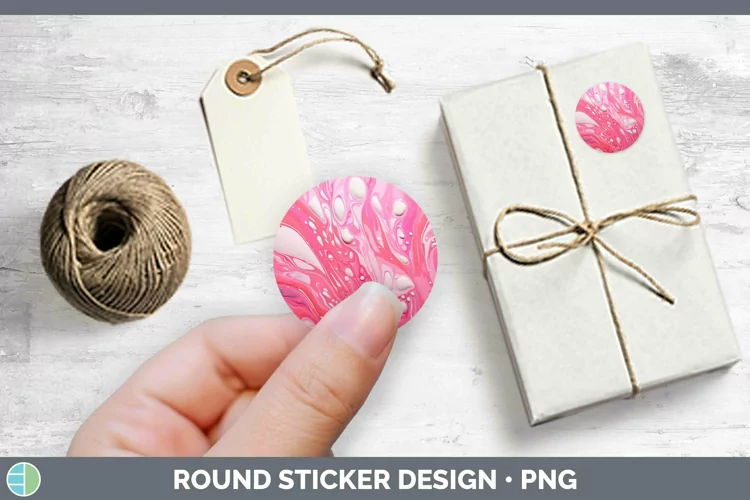 Paint Pour Pink Stickers | Round Labels Designs