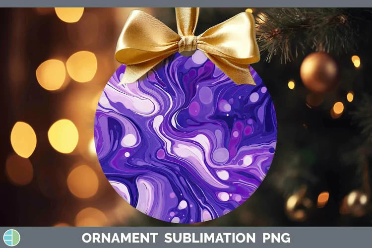 Paint Pour Purple Ornament Sublimation Bauble Designs