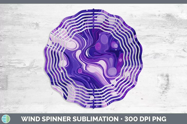 Paint Pour Purple Wind Spinner Sublimation Spinner Designs