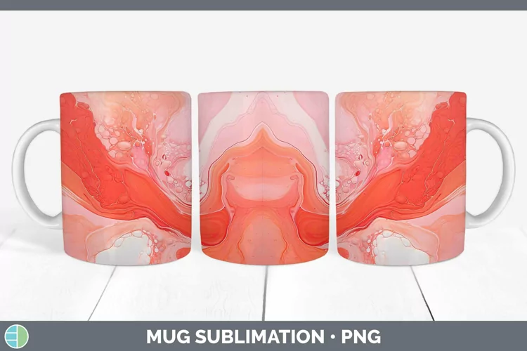 Paint Pour Red 2 Mug Wrap Sublimation Coffee Cup Designs