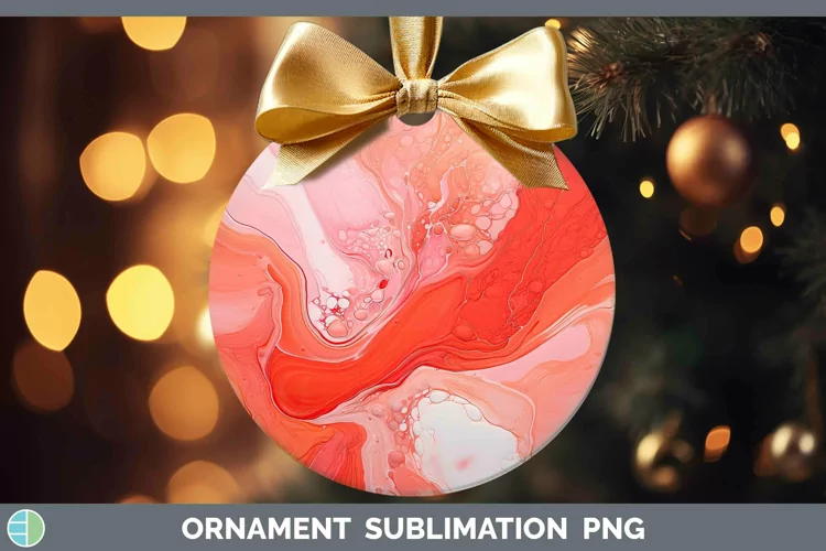 Paint Pour Red 2 Ornament Sublimation Bauble Designs