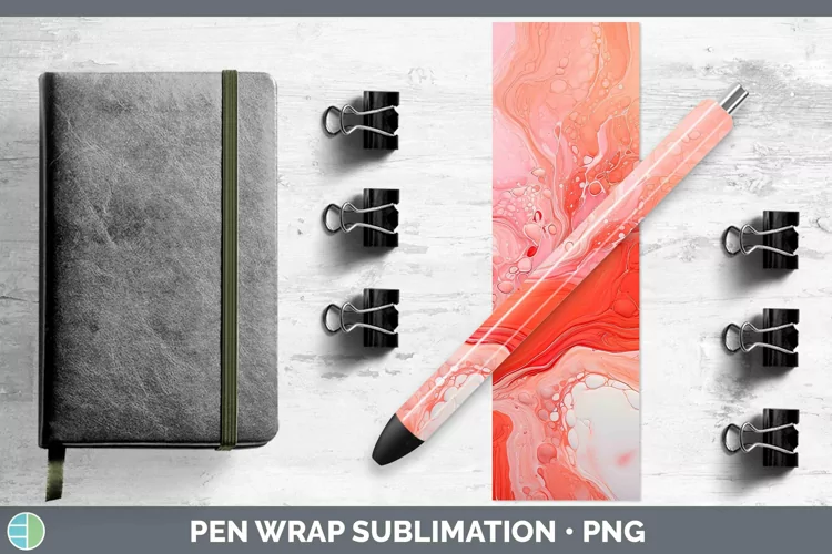 Paint Pour Red 2 Pen Wrap Sublimation Epoxy Pen Designs
