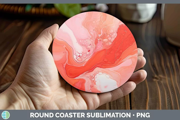 Paint Pour Red 2 Round Coaster Sublimation Coaster Designs