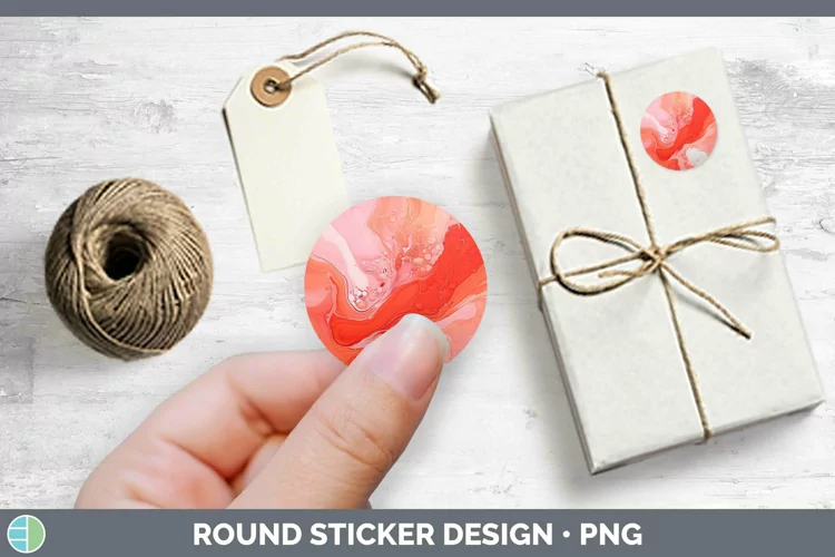 Paint Pour Red 2 Stickers | Round Labels Designs