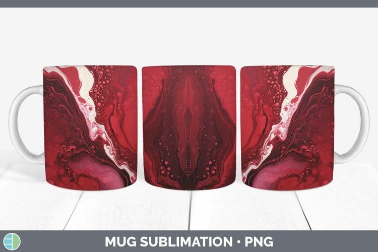 Paint Pour Red Mug Wrap Sublimation Coffee Cup Designs