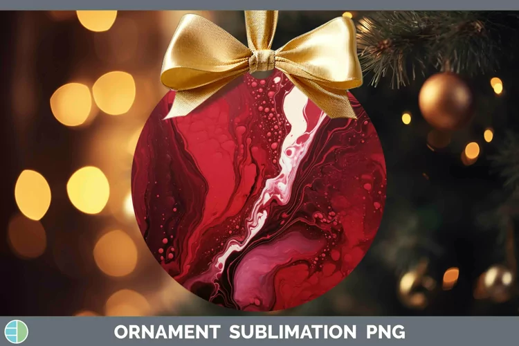 Paint Pour Red Ornament Sublimation Bauble Designs