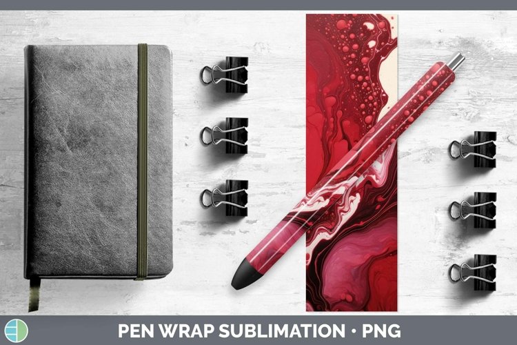 Paint Pour Red Pen Wrap Sublimation Epoxy Pen Designs