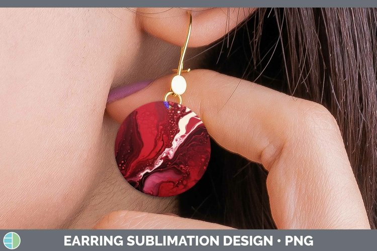 Paint Pour Red Round Earrings Sublimation Earrings Designs