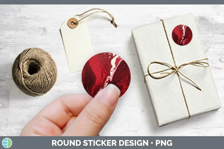 Paint Pour Red Stickers | Round Labels Designs