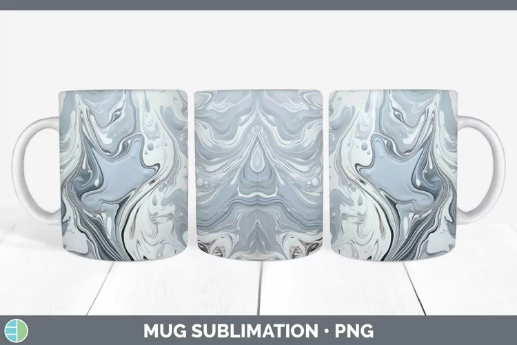 Paint Pour Silver Mug Wrap Sublimation Coffee Cup Designs